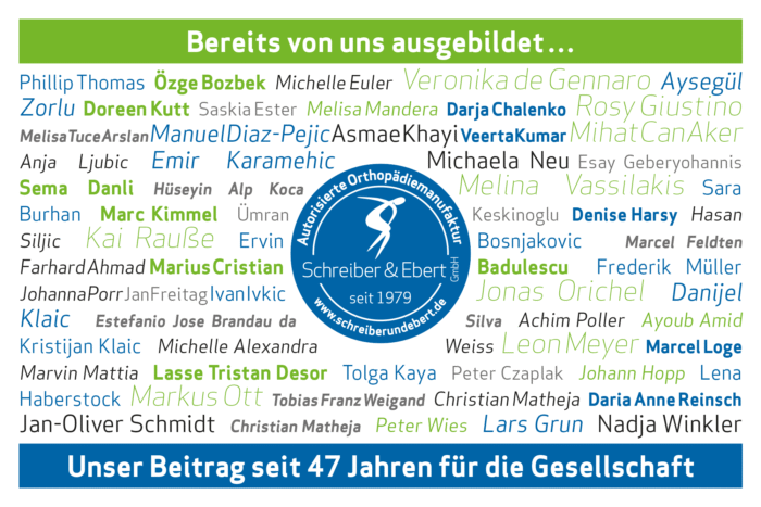 Alumni-Tafel, Namen aller bisherigen Auszubildenden und Meister