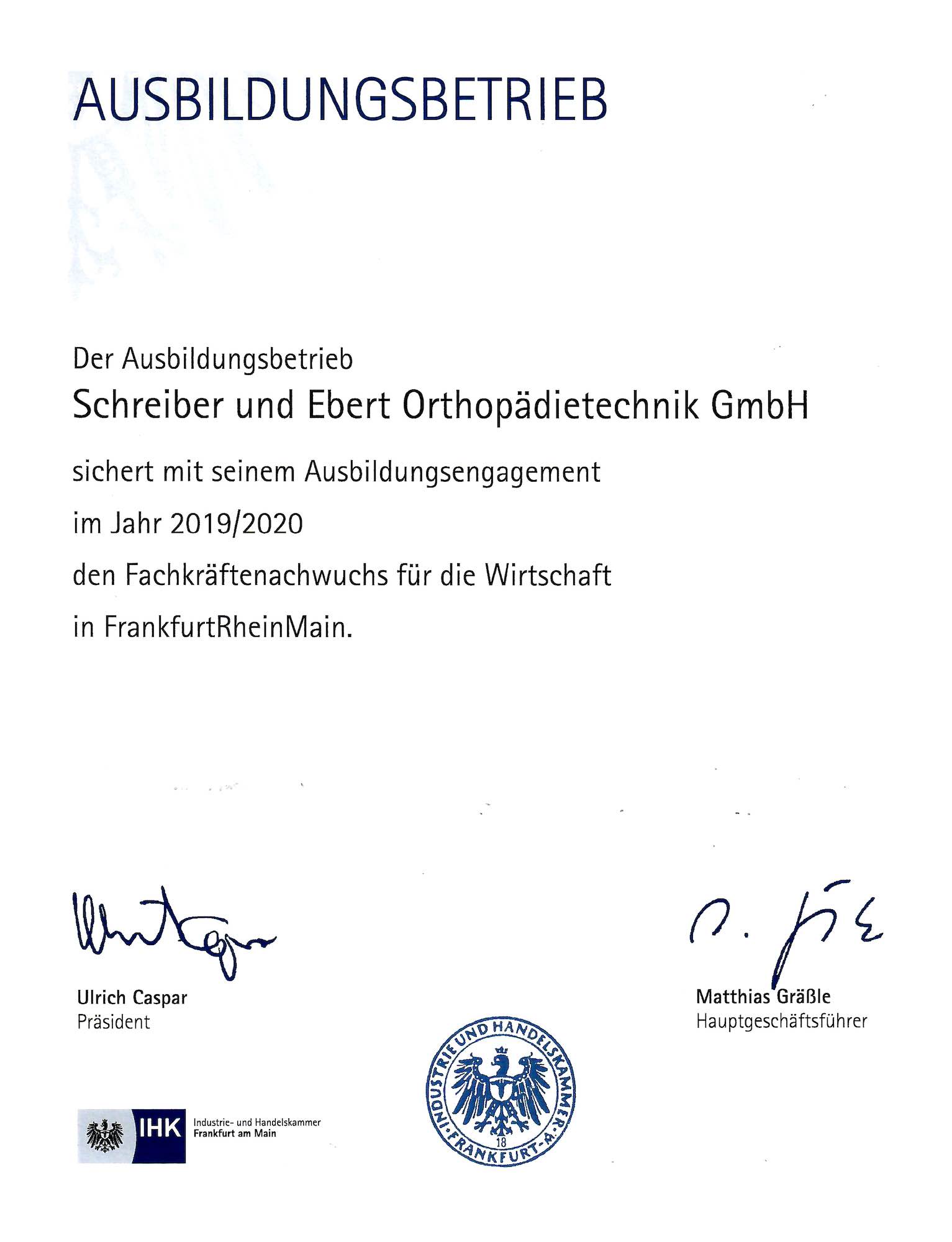 Zertifikat Ausbildungsbetrieb